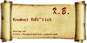 Knabel Bálint névjegykártya